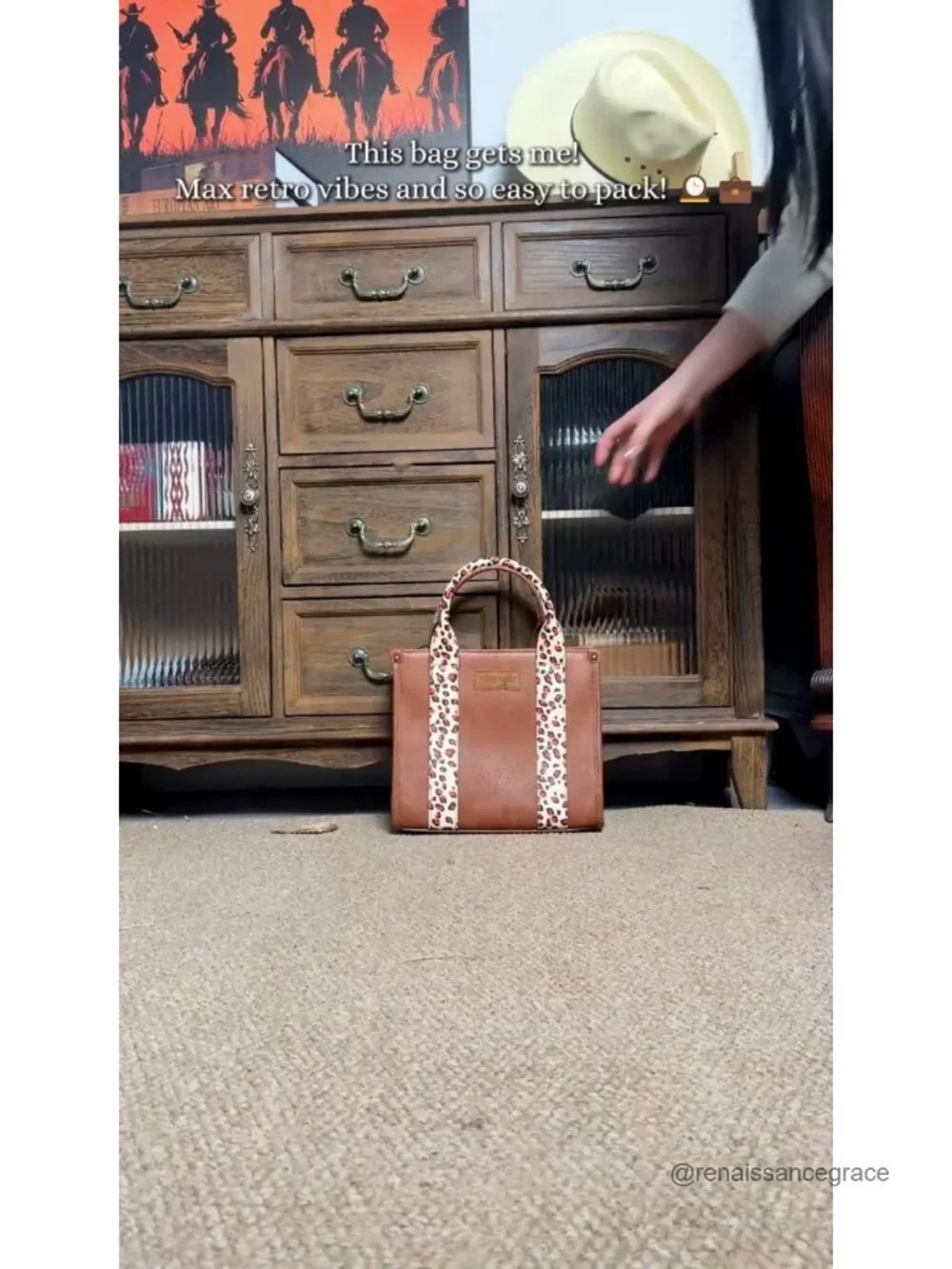 Western Faux Leather Aztec Tote Satchel Bag with Detachable Strap